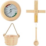  Set pribora za saunu 4 pcs Smeđa Čvrsto borovo drvo i konoplja | shoptok.hr