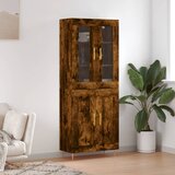 vidaXL Visoka komoda dimljen hrast 69,5x34x180 cm inženirski les | Shoptok.si