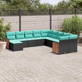  11-dijelni vrtni set s jastucima crni poliratan | shoptok.hr