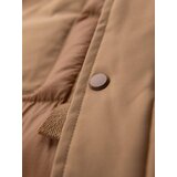 Ombre Men's long quilted jacket with large pockets - beige | shoptok.hr