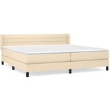  Box spring postelja z vzmetnico krem 200x200 cm blago | Shoptok.si