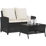 vidaXL garden sofa 2-sedežnik z blazinami&table black poly rattan | Shoptok.si
