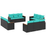 vidaXL 12-dijelni vrtni set s jastucima crni poliratan - Crna i plava Bez stola 1 | shoptok.hr