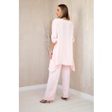 Kesi Włoski Set of blouse + pants with pendant light powder pink | shoptok.hr