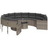  Vrtna sofa sa stolom i jastucima okrugla siva od poliratana | shoptok.hr