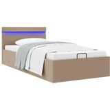 Furnova Dvižni posteljni okvir LED kapučino umetno usnje 100x200 cm, (21936469) Cene