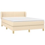 vidaXL Box spring postelja z vzmetnico krem 140x190 cm blago | Shoptok.si