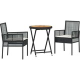  3-dijelni vrtni bistro set s jastučićima crni poliratan | shoptok.hr