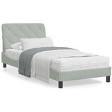 vidaXL Posteljni okvir z vzglavjem svetlo siv 90x200 cm žamet | Shoptok.si