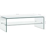  Stolić za kavu prozirni 98 x 45 x 31 cm od kaljenog stakla | shoptok.hr