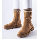 Gemre Beige insulated ankle boots with zipper Sunnyslope | Shoptok.si