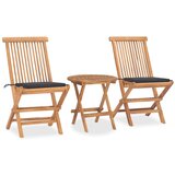 The Living Store Zložljiva jedilna garnitura 3-delna z blazinami trdna tikovina - Zunanja Jedilna Garnitura, (21481402) | Shoptok.si
