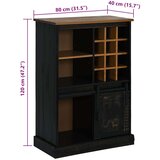  Vinska omara HALDEN s stojali za vino in drsnimi vrati Črni bor, (22136044) | Shoptok.si