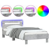 Maison Chic Posteljni okvir - Enojna postelja - Postelja za odrasle z vzglavjem in LED betonsko siv 100x200 cm-J9513, (21773990) | Shoptok.si