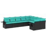 vidaXL 9-delni vrtni komplet sedežnih garnitur z blazinami črne barve poli ratan, (5000293378) | Shoptok.si
