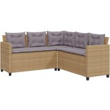  Vrtna sofa L-oblika sa stolom i jastucima bež od poliratana | shoptok.hr