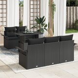 vidaXL 6-delni vrtni sofaset s blazinami Črn poli ratan, 2-sedežni vrtni sofa s shranjevanjem in blazinami Črn poli ratan Cene