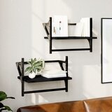 Maison Chic 2 kosi Stenske Police - Viseče police s prečkami črne 40x25x30 cm, (21793978) | Shoptok.si
