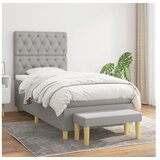  Box spring postelja z vzmetnico svetlo siva 80x200 cm blago | Shoptok.si