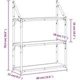 vidaXL Stenska polica 3-nadstropna sonoma hrast 60x21x78,5 cm inž. les | Shoptok.si