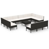  14-dijelna vrtna garnitura od poliratana s jastucima crna | shoptok.hr