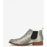 OJJU White women's leather chelsea boots with snake pattern | Shoptok.si