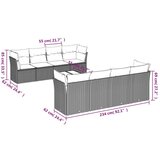 vidaXL 9-dijelni set vrtnih sofa s jastucima bež od poliratana | shoptok.hr