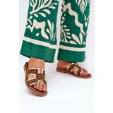 Zazoo Leather Flat Slippers With Panther Print | Shoptok.si