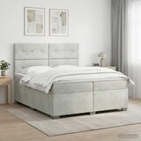  Boxspring krevet s madracem Svjetlosiva 200 x 200 cm Baršun | shoptok.hr