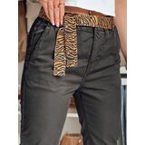 DStreet Spodnie damskie casualowe z paskiem MADELINA czarne | Shoptok.si