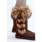 Boto Women's Snow Boots With Fur Leather Suede Brown Balvin | Shoptok.si