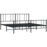 vidaXL Kovinski posteljni okvir z vzglavjem in vznožjem črn 193x203 cm | Shoptok.si