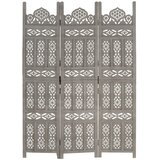 Sobna pregrada s 3 panela siva 120 x 165 cm masivno drvo manga | shoptok.hr
