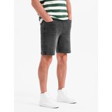 Ombre Men's shorts with elastic waistband and wash effect - grey | ePonuda.com