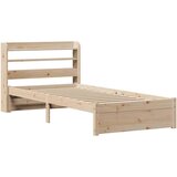 vidaXL Posteljni okvir z vzglavjem bel 75x190 cm trdna borovina | Shoptok.si