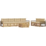vidaXL Zunanja garnitura za sedenje 7 pcs Bela in bež Poliester, (5000280846) | Shoptok.si