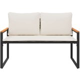 Klupa s jastukom Crna i krem-bijela 115 x 65 x 72 cm Ratan | shoptok.hr