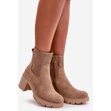 Boto Women's Heeled Boots with Zipper Eco Suede Beige Rashmi | ePonuda.com