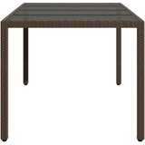  Vrtni stol sa staklenom pločom smeđi 190x90x75 cm od poliratana | shoptok.hr