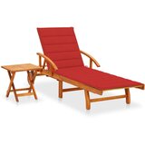 Maison Chic Vrtni Ležalnik - Sončna ležalnik z mizico in blazino trden akacijev les, (22042811) | Shoptok.si