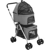vidaXL Zložljiv pasji voziček 2-slojni siv 80x46x98 cm Oxford blago | Shoptok.si