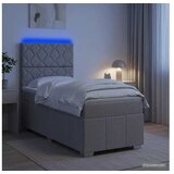 vidaXL boxspring postelja z vzmetnico, blago, svetlo siva, 90×190 cm Cene