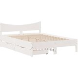vidaXL Posteljni okvir s predali bel 150x200 cm trdna borovina | Shoptok.si