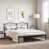 Maison Chic Kovinski Posteljni okvir - Dvoposteljna postelja - Zakonska postelja z vzglavjem črn 183x213 cm, (21692776) | Shoptok.si