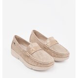GOODIN Beige openwork loafers with a gold element | Shoptok.si