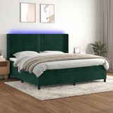  box spring s madracem LED tamnozeleni 200x200 cm baršun | shoptok.hr