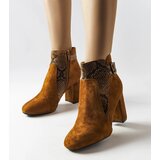 Gemre Brown ankle boots with snake insert eco suede Daamen | Shoptok.si