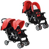  Tandemska dječja kolica čelična crveno-crna | shoptok.hr