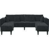  Baršunasta sofa s jastukom s jastukom 3 pcs Crna 208 cm Baršun | shoptok.hr