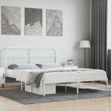 Maison Chic Kovinski Posteljni okvir - Dvoposteljna postelja - Zakonska postelja z vzglavjem bel 183x213 cm, (21693019) | Shoptok.si